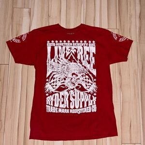 Vibrant Red Short Sleeve Tee with Bold Graphic